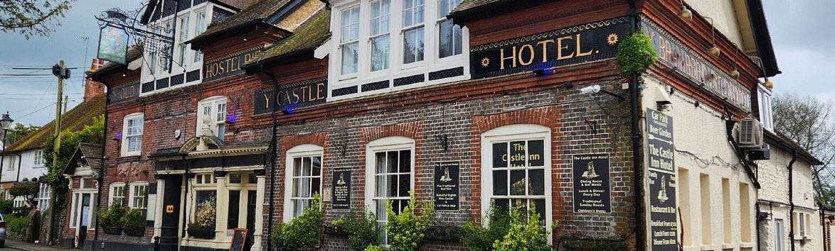 front out side the Castle Hotel Bramber west sussex.