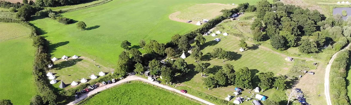 airial image of new wharf campsite west sussex.